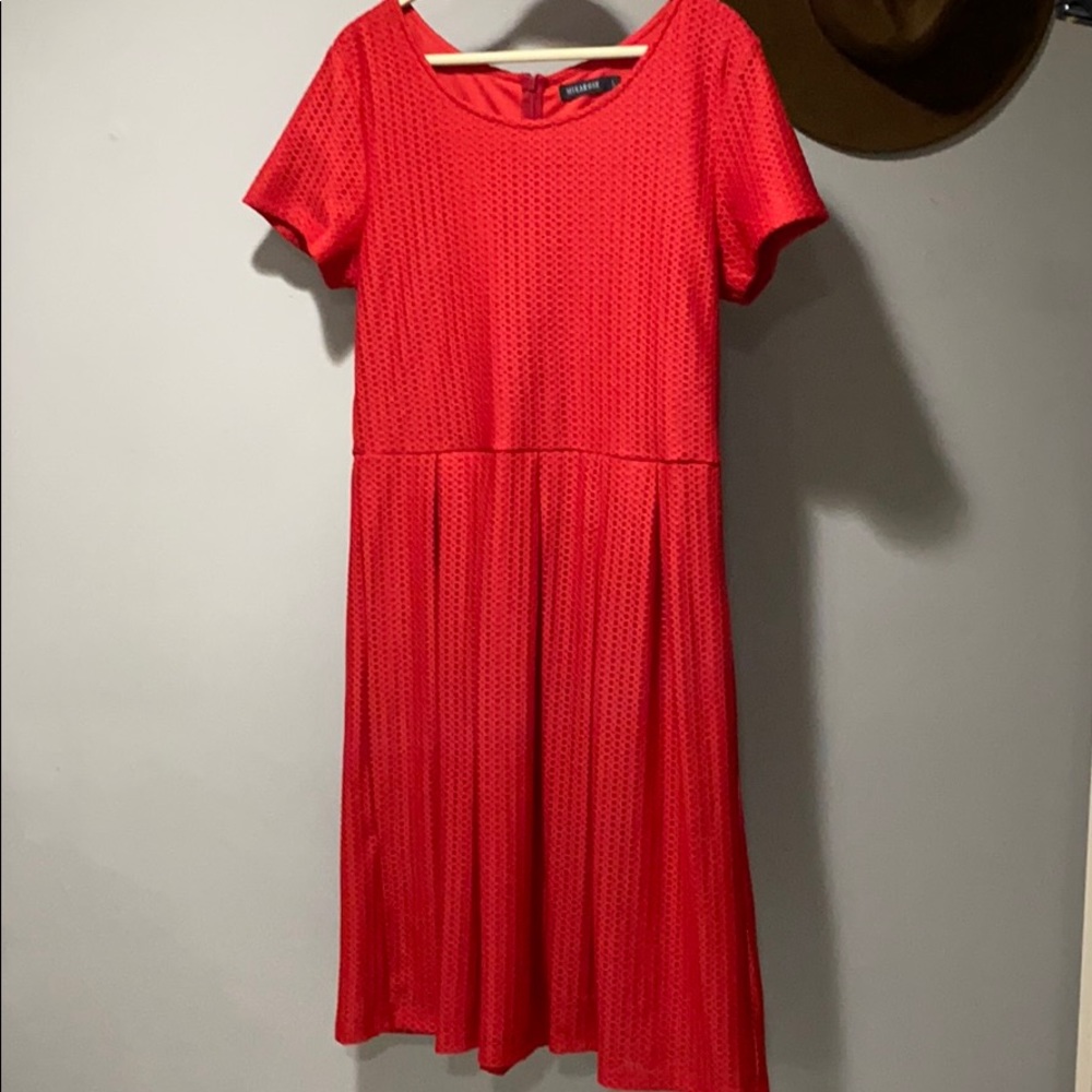 Pleated Red Dress
